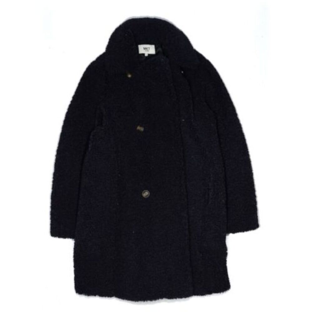 MKT STUDIO Womens Black Button Cuff Lined Sherpa Button Down Jacket 38